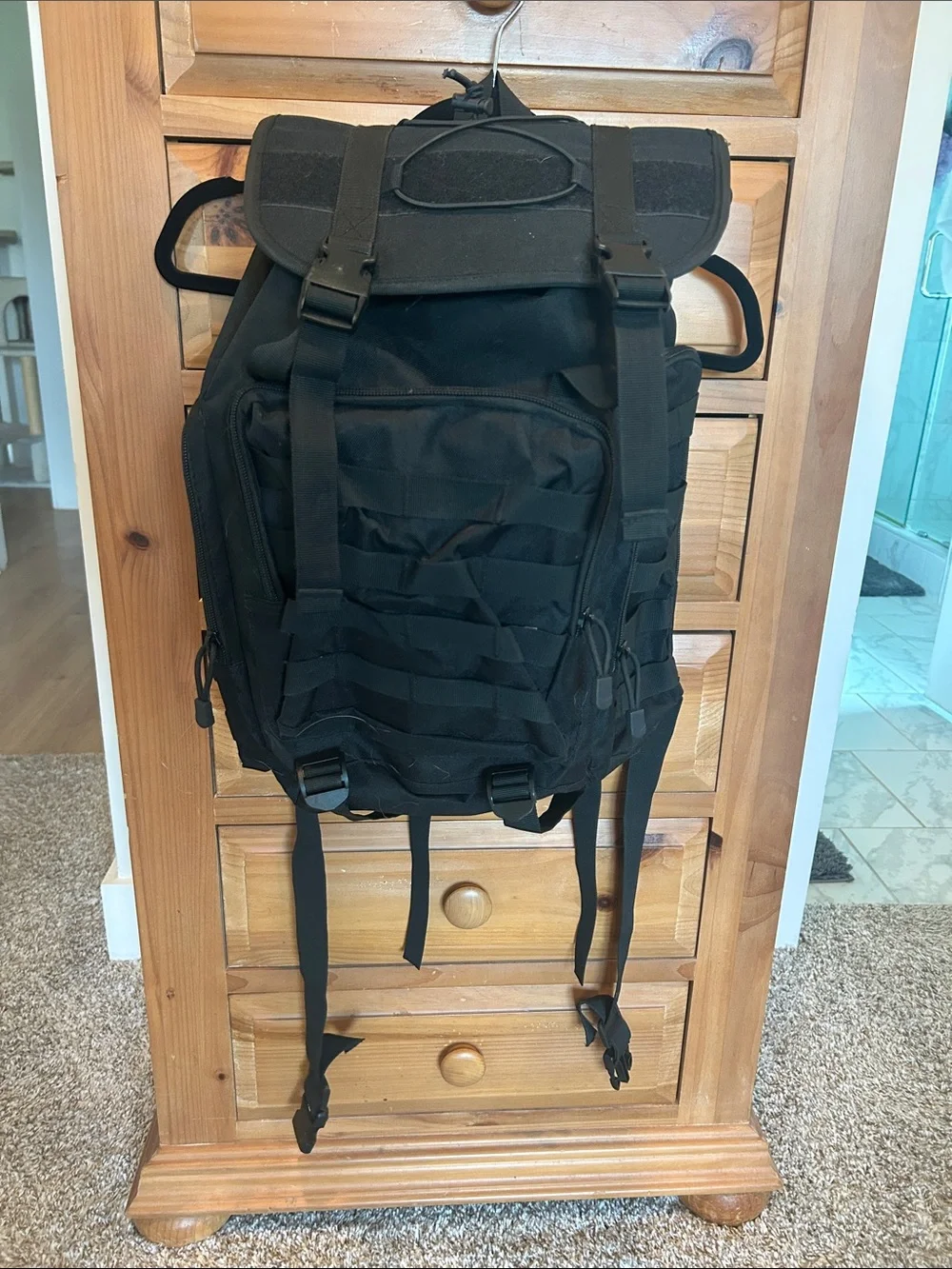 Black Tactical Roll-Top Backpack (gaming transport) - Unbranded